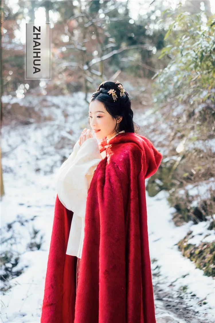 

Red Hanfu Coat Imitated Mink Fur Fem Winter Sle High Quali Brand Anhua Pavilion 96% plus Contents 209 Winter Collection