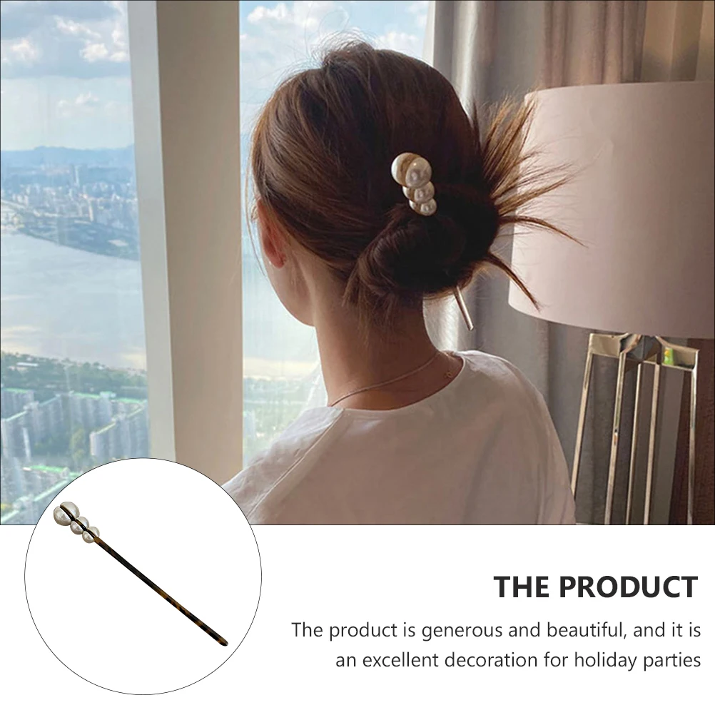 

Pearl Hairpin Acrylic Chopsticks Stylish Women Bride Simple Unique Delicate Exquisite Decorative Hanfu Ancient Hair Bun