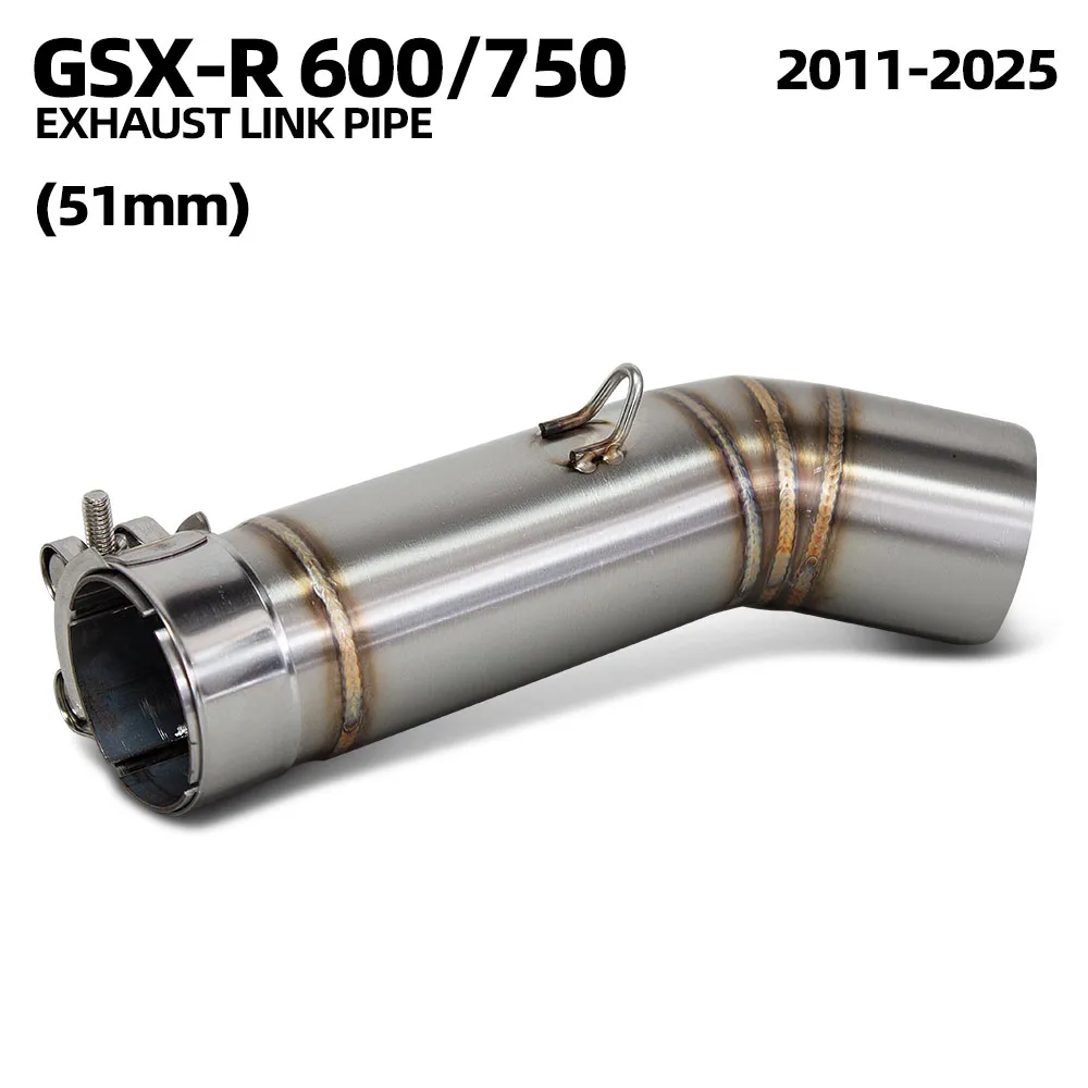 

GSXR750 exhaust middle link pipe For Suzuki GSXR600 GSXR750 GSXS750 GSX-R600/R750/S750 2011-2026 51MM motorcycle exhaust pipe