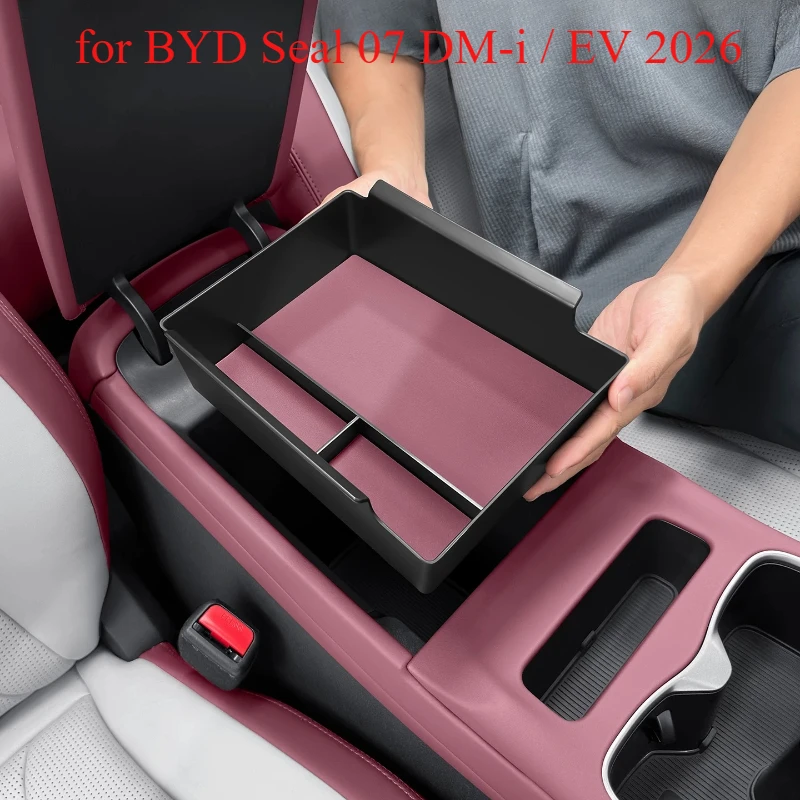 Center Console Organizer & Armrest Storage Box for BYD Seal 07 DM-i / EV 2026 | Dual-Layer Tray with Non-Slip Mats