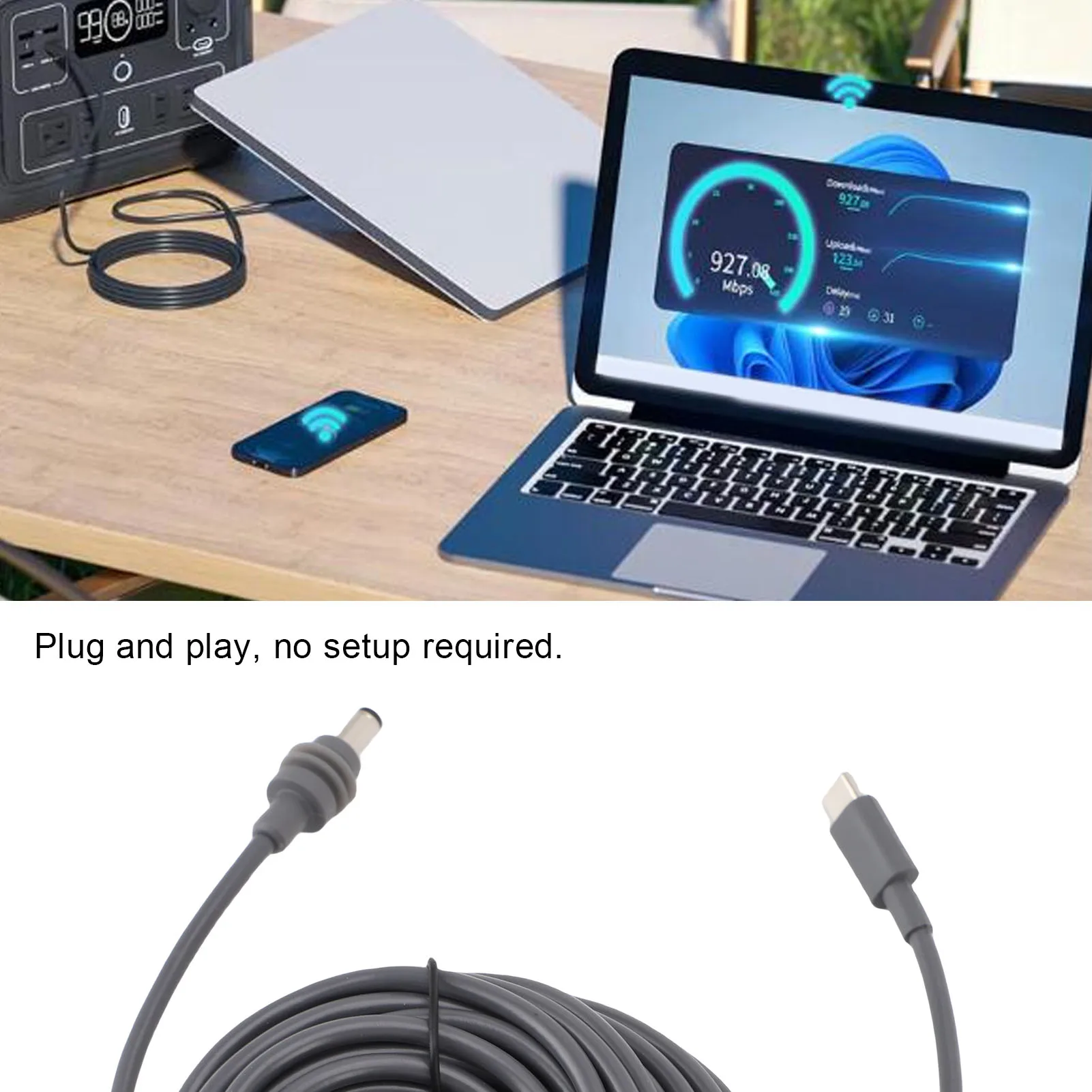 Satellite Type C to  Cord Satellite Type C to  Power Cable 18AWG Cord IP68 Rating Supports PD Protocol for Indoor Outdoor