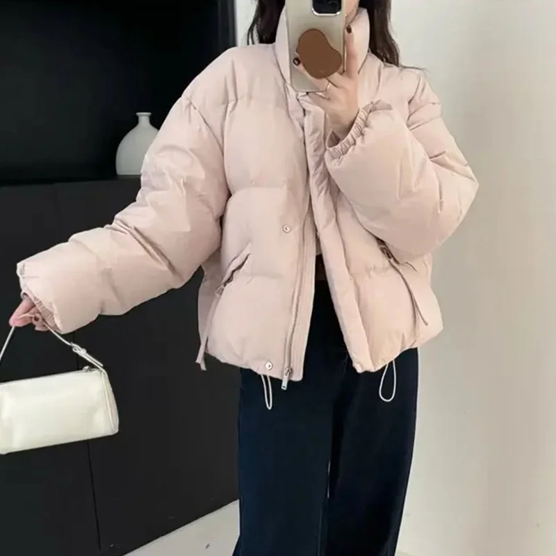 여성용 숏 다운 재킷 2025 겨울 신상품 달콤하고 슬림한 푸퍼 코트 두꺼운 보온 아우터웨어 트렌디
