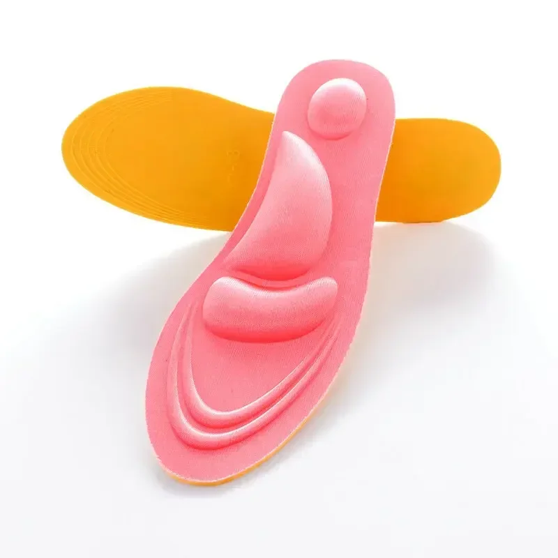 Palmilhas ortopédicas de espuma de memória 4D macia para homens e mulheres, 2 peças, alívio da dor, suporte de arco, pés chatos, almofadas esportivas, para sapatos