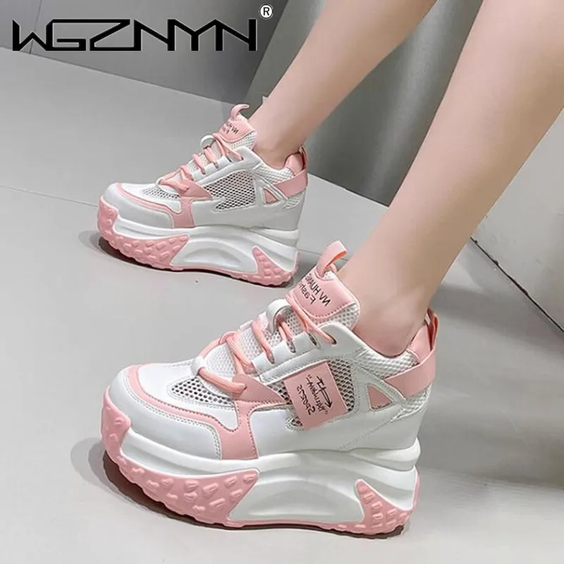 High Platform Sneakers Women 2024 Thick Sole Sports Ladies Trainers Vulcanized Shoes Woman Chunky Sneakers Zapatillas Mujer 10CM