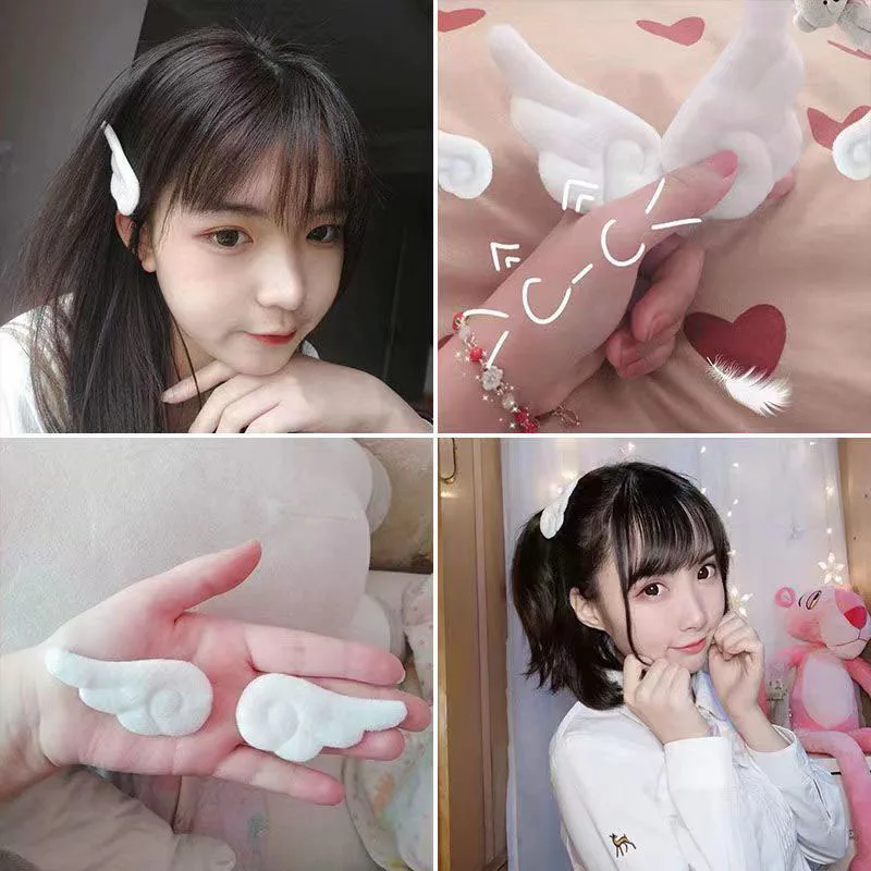 

1pairs2pc Angel Wing Hair Clips Plush Hairpin Children Girl Hair Clip Accessories Barrettes Hairgrip Headdress Headwear Hairclip