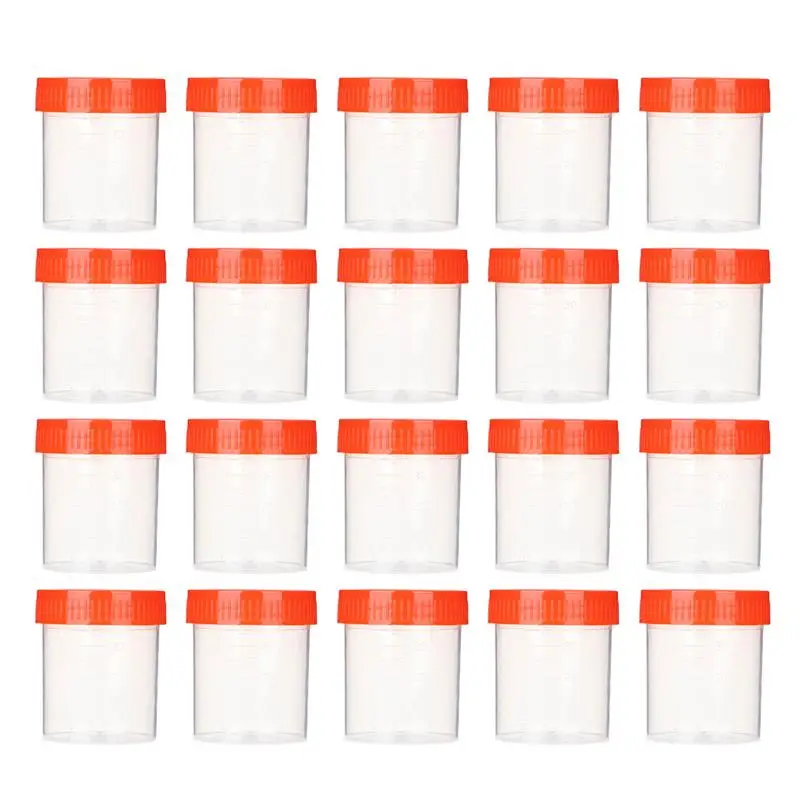 50Pcs 40ml Plastic Specimen Sampling Cup Practical Urine Sealed Container with Spiral Cover for Laboratory Use (Random Color)