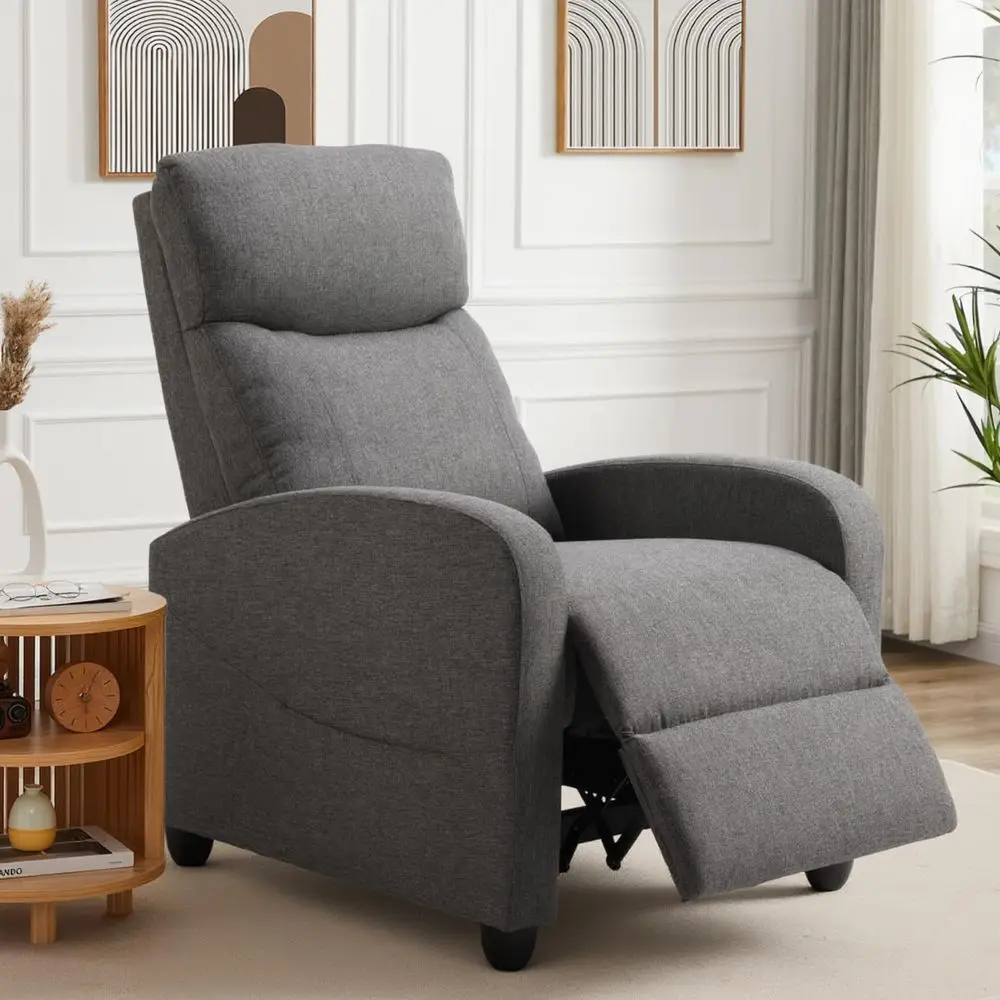 

Recliner Chair Fabric Recliner Sofa No Massage, Home Theater Seating with Lumbar Support, Adjustable Push Back Overstuffed High