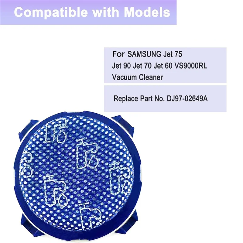 交換用フィルター,真空フィルター,samsung jet 75 jet90 jet 70 jet 75 plus jet 60用フィルター,部品番号DJ97-02649Aを置き換えます