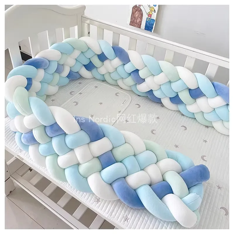 2M 6 Strands Bed Circumference Braided Twist Anti-collision Newborn Bumper Infant Knot Crib Cushion Bumper For Kids