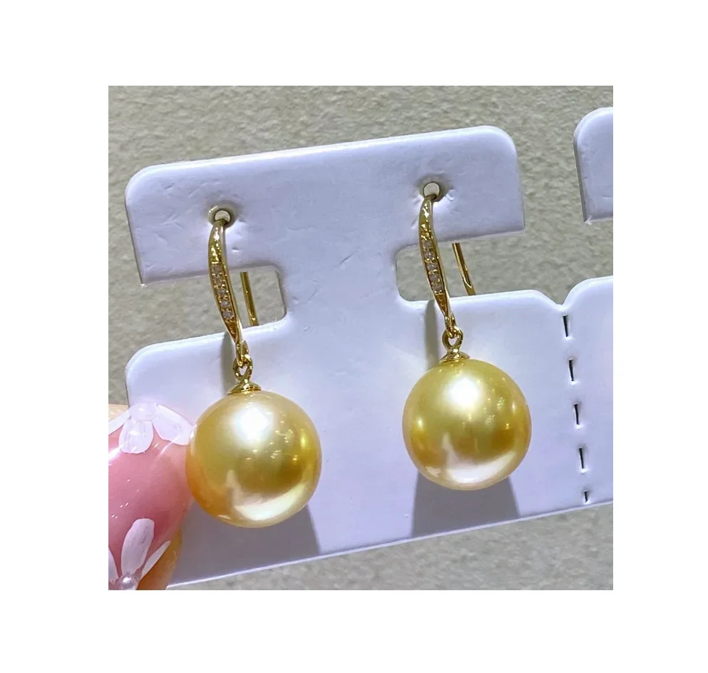 

DANGLE PEARL EARRING 11-12MM GOLD PEARLS GENUINE NATURAL PEARL Jewelry 925 Sterling Silver