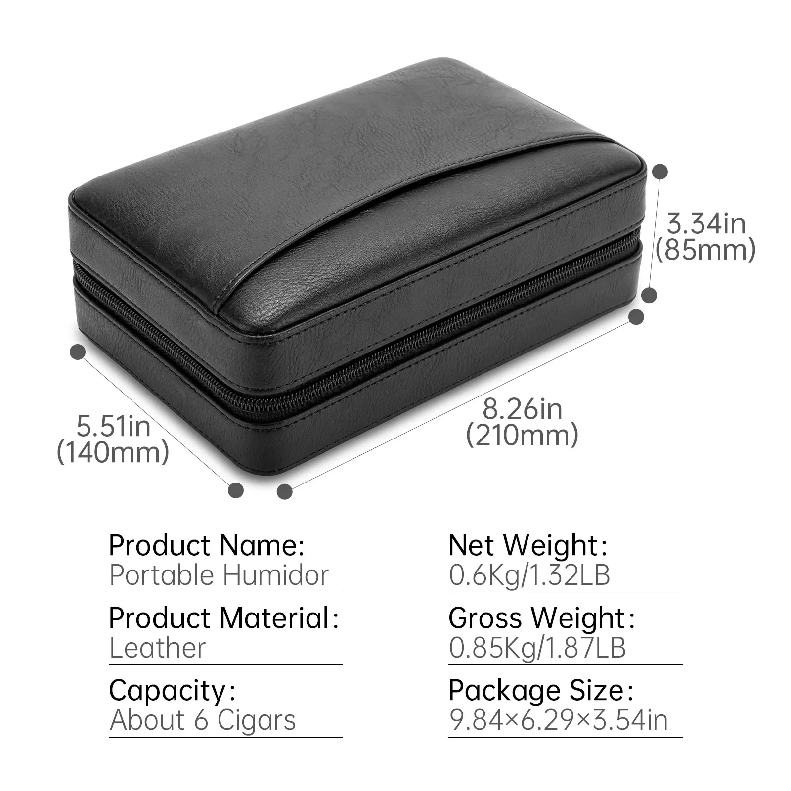 جلد كلاسيكي مطلي بالجلد مبطن من خشب الأرز 6 عبوات محمولة مقاومة للرياح ومتعددة الاستخدامات