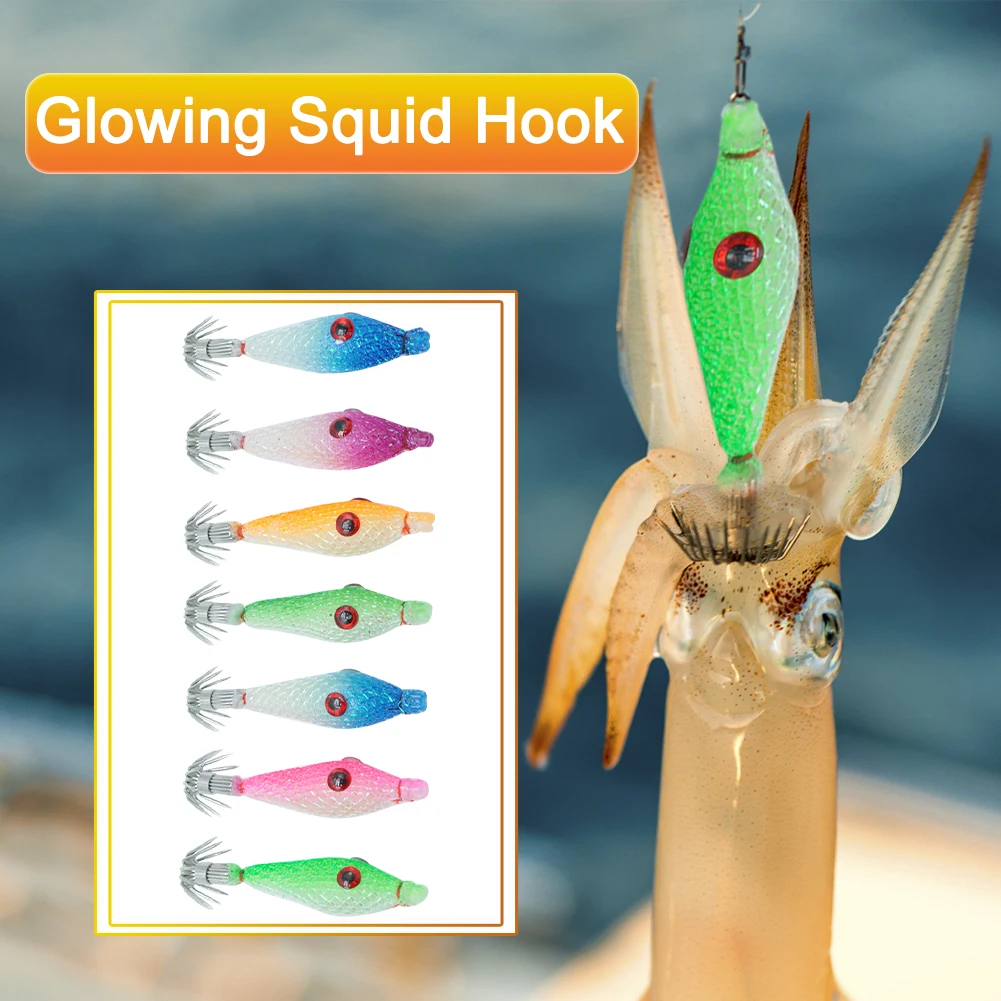 7 Pcs Squid Hook Octopus Cuttlefish Fishing Bait Luminous Fishing Bait Fluorescent Fishing Lures Fishing Lures for Fishing