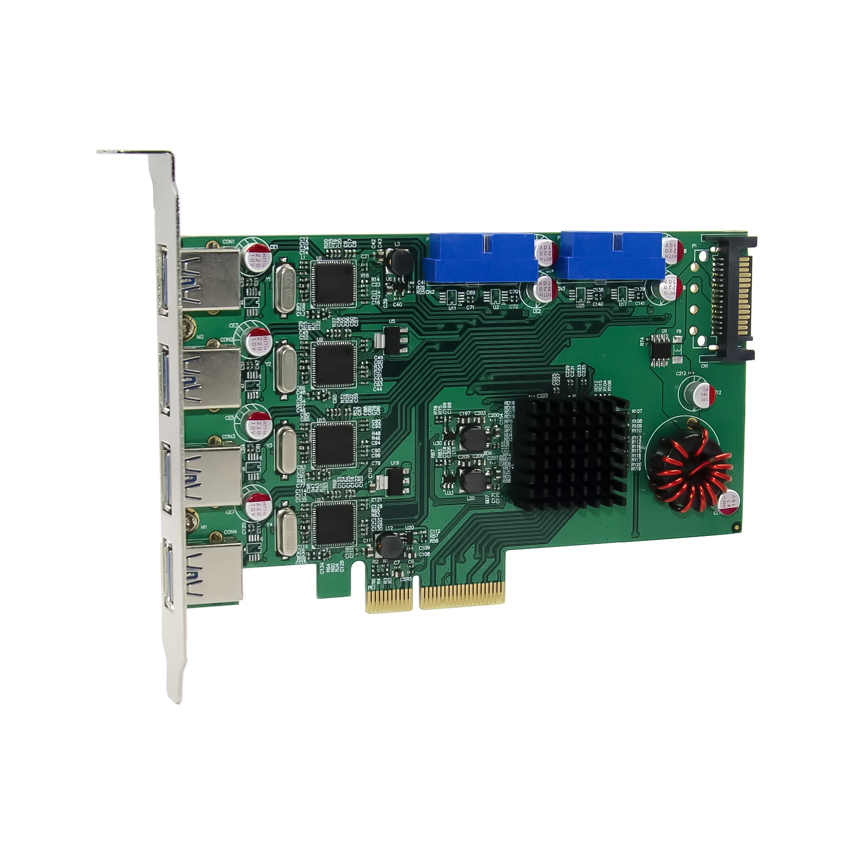 Carte de capture de vision PCIe X4 ASM1042A 8-USB3.0 5 Gbit/s