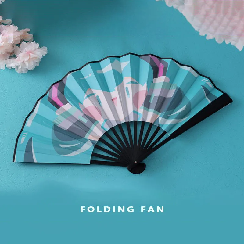 Kawaii Hatsune Miku Faltfächer Kreativer Anime-Druck Papierfächer Cartoon Miku Cosplay Handfächer für den Sommer Perfekte Geschenke für Fans