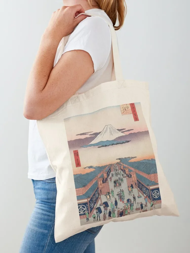 Mount Fuji above Ancient Street Ukiyo-e Japanese Art Tote Bag hand bag ladies large tote bag Beach