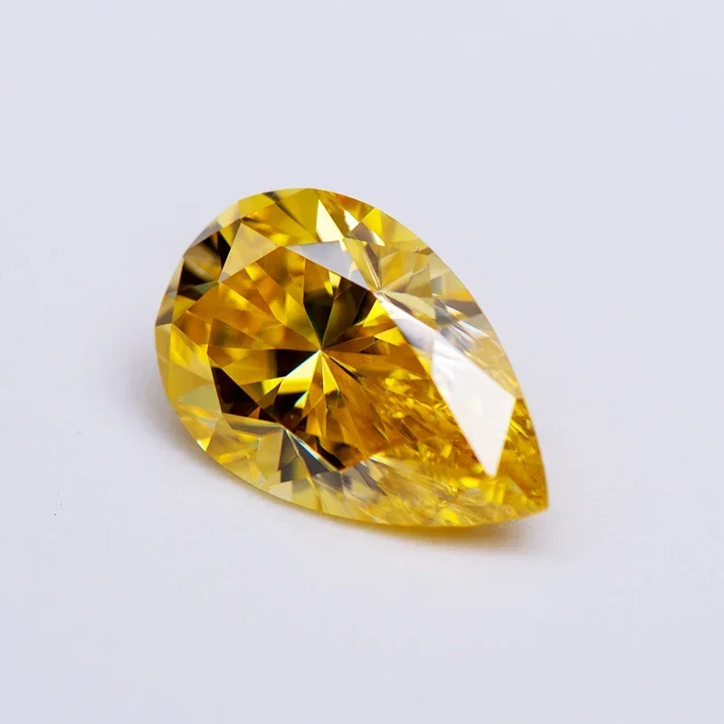 

Moissanite Pear Cut Lemon Yellow Color Lab Grown Gemstone For Diy Advanced Jewelry Making Materials With GRA Report