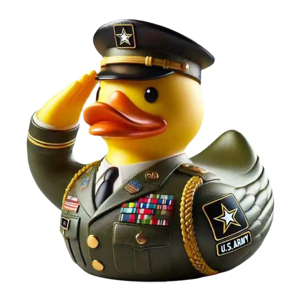 تمثال راتنج البطة العسكرية - زخرفة تذكارية للمحاربين القدامى في الجيش الأمريكي، ديكور مكتبي فريد من نوعه على شكل بطة مطاطية هدية مثالية لعيد المحاربين القدامى #6
