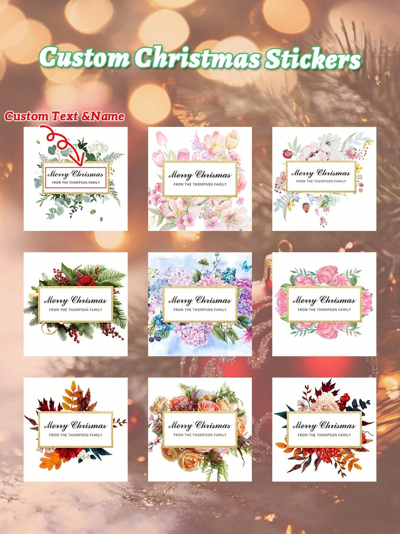 

30 шт. персонализированные рождественские этикетки, наклейки с именем и текстом на заказ, 5x5 см, 2x2 дюйма, квадратная водонепроницаемая прочная подарочная коробка