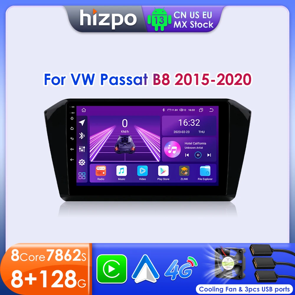

Hizpo 10,1 "беспроводной CarPlay Android Auto для VW Volkswagen Passat B8 2015-2020, автомобильный мультимедийный видеоплеер, радио GPS 2din 7862
