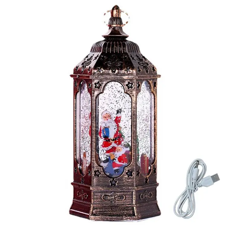 

A20F-Рождественский снежный фонарь, вращающаяся рождественская елка с музыкальной кружкой для дома, украшения Санта-Клауса