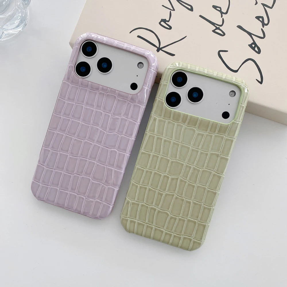 

Luxury Crocodile Leather Pattern Phone Case For iPhone 17 air 16 15 14 13 12 11 Pro Max Ultra-thin Silicone Cover