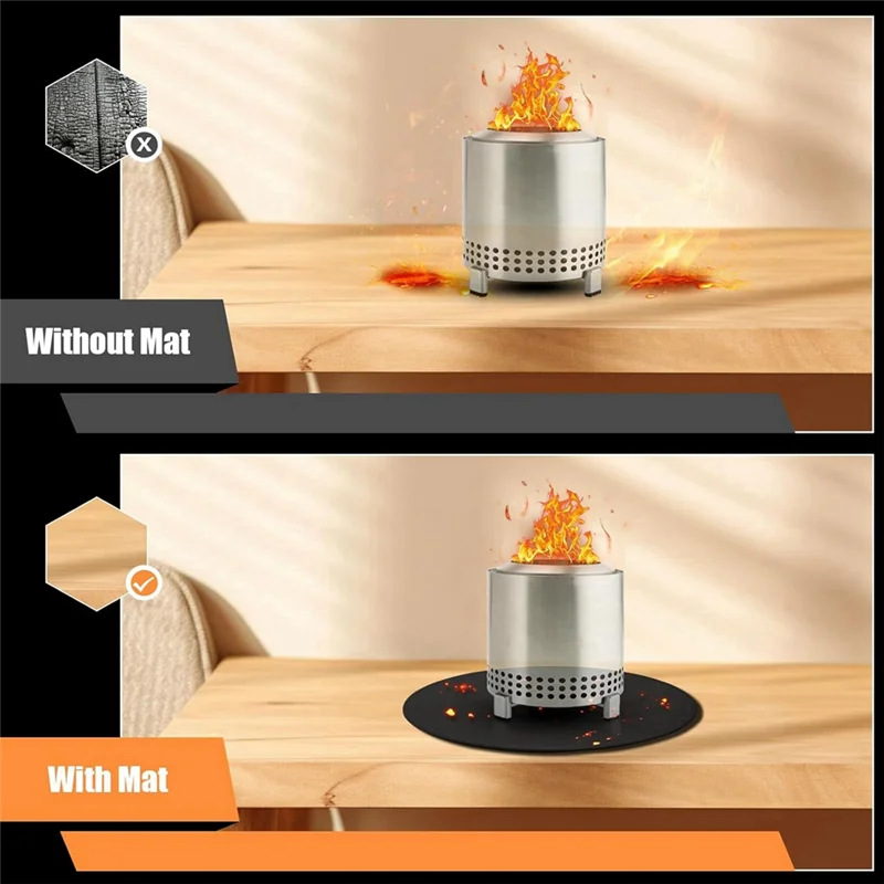 B58A Firepit Mat For Solo Stove Bonfire Round Fireproof Solo Stove Mat Portable Fire Pit Pad For Deck Patio Protect Mat 14 Inch