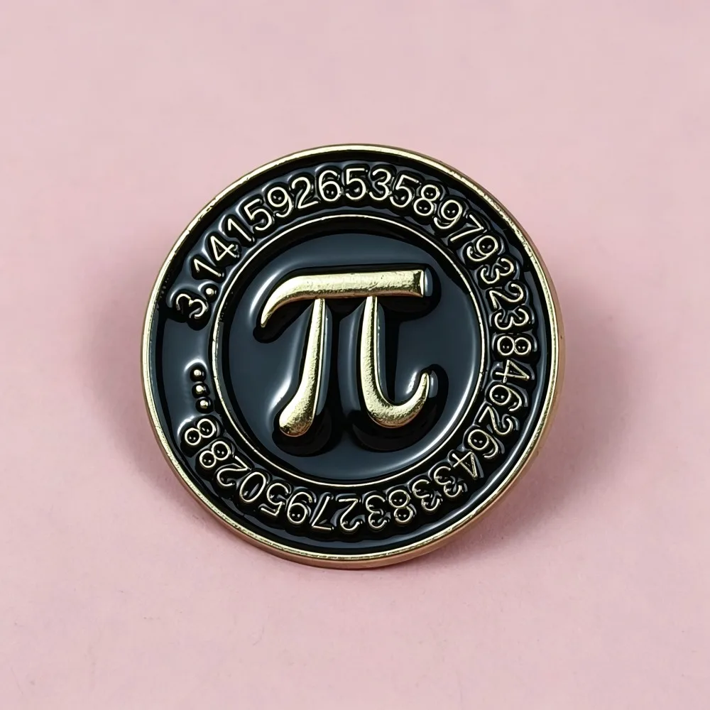 European and American Dark Mathematics Pi Letter Brooch Simple Mathematical Symbol Pattern Dripping Oil Badge Jewelry Accessory
