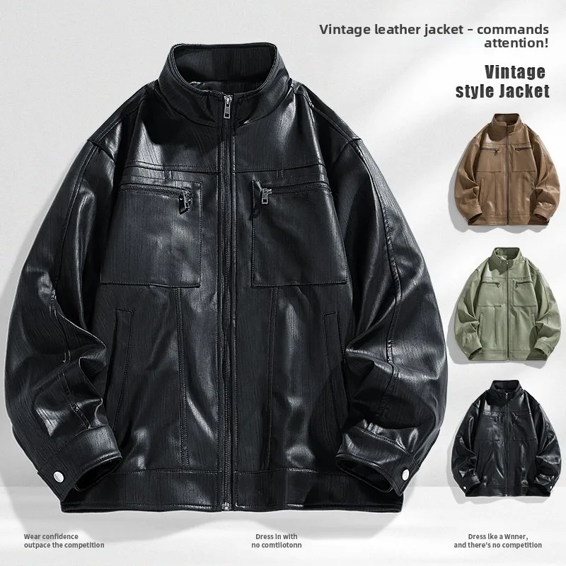 

Американская модная крутая и стильная мотоциклетная куртка, уличная охотничья куртка, ветрозащитная и теплая куртка из искусственной кожи на осень-зиму