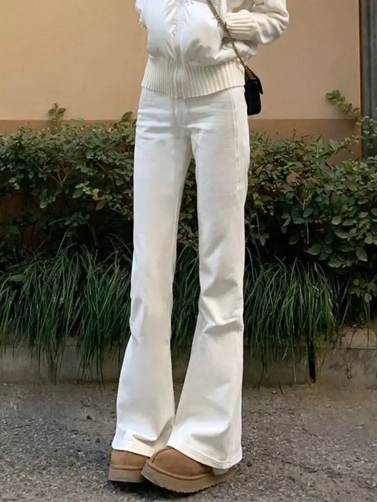 White High Waist Wide Leg Jeans Women's Autumn New Design Loose Fit Straight Cut Slimming Versatile Denim Pants Cleanfit Sle