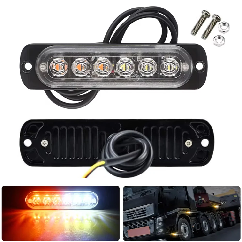 

1PCS 6LED 12-24V Strobe LED Hazard Beacon Emergency Flashing Side Marker Light Warning Signal Towing for Trailer Trucks Boat