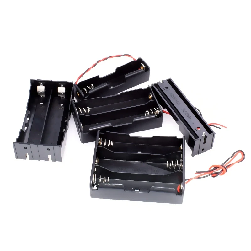 Plastic Standard Size AA/18650 Battery Holder Box Case Black With Wire Lead 3.7V/1.5V Clip