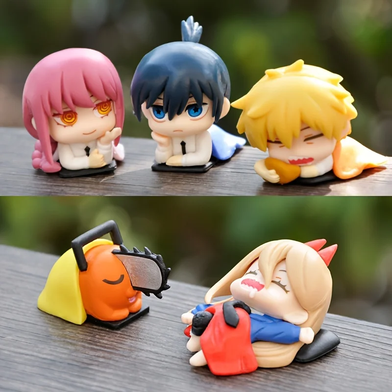 

5pcs HOT Anime Denji Figura Chainsaw Power Action Figure Sleeping Boy Girl Figurines Chainsaw Man Ornament Model