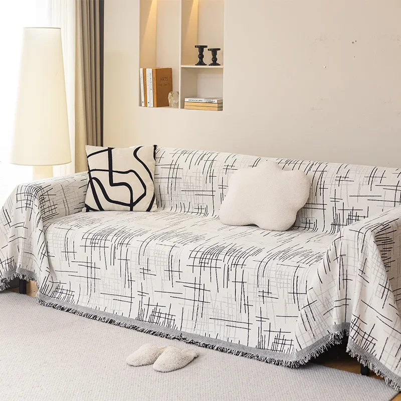 Line Pattern Sofa Towel High-end Universal Cushion Fabric Modern Style One-piece Full Cover Anti-cat Scratch Sofa Towel