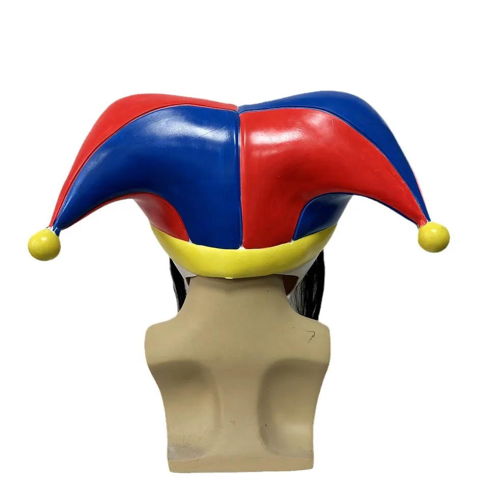 Bunter Clownhut Vollgesichtsmaske mit Großem Augendesign Latexmaske Halloween Cosplay Maskerade Karneval Kostümparty Requisit – Detail 6