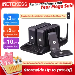 RETEKESS TD157 Wireless Restaurant Pagers Calling System Coasters Buzzer Beeper Receivers for Food Trucks Fast Food Cafes Bars