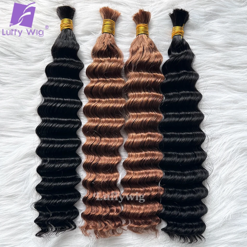 Bulk Menselijk Haar Voor Vlechten Kleur 30 Kleur 27 Kleur 4 Gemengde Kleur Dubbel Getrokken Volledige Diepe Golf Bulk Hair Extensions Voor Vlechten