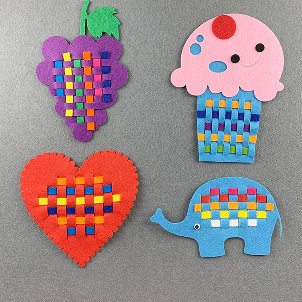 

6pcs Preschool Plaything Children Diy Plaything Cartoon Educational Diy Kids Weaving Toys Non Woven Fabric Weaving Handmade