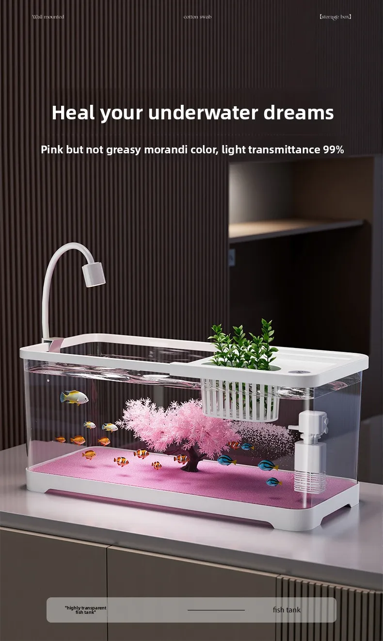

A7 desktop fish tank living room sakura tree aquarium office eco self-circulating fish tank high-transparency turtle tank