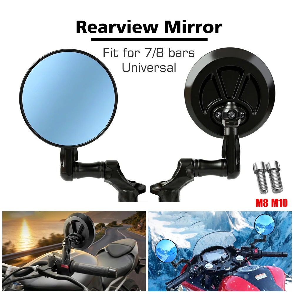 オートバイのサイドミラーは7-8インチ22mmラウンドオートバイバーエンドバックミラーハンドルバーミラーオートバイアクセサリーに適合します