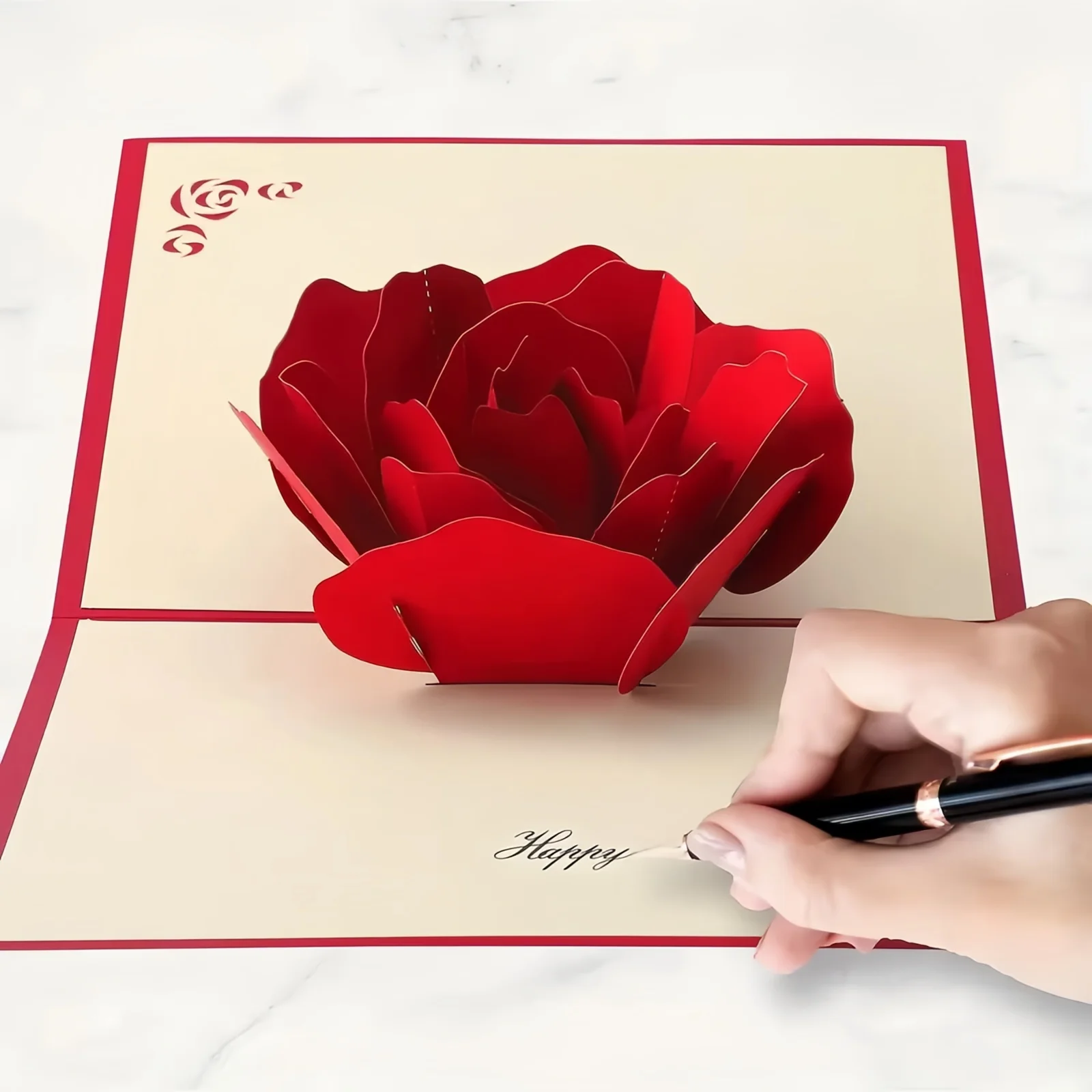 1 Satz Valentinstag Romantische 3D Pop Up Rose Einladungskarte für Valentinstag Hochzeit Einladung Dekorationskarte mit Umschlag ﻿