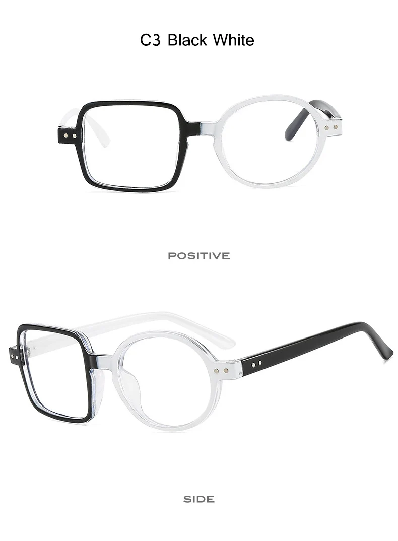 Oec cpo quadratische Brille Frauen Männer Mode klare Brille optische Brille Rahmen Persönlichkeit runde transparente Linse Spektakel – Detail 7