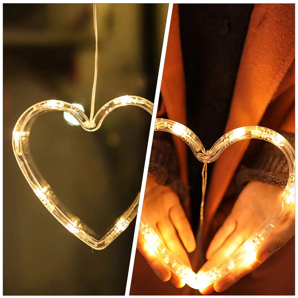 

3Pcs Heart Shaped Sucker Lights Lightweight Creative Suction Cup Romantic LED Pendant for Valentine Festival Festival Decor