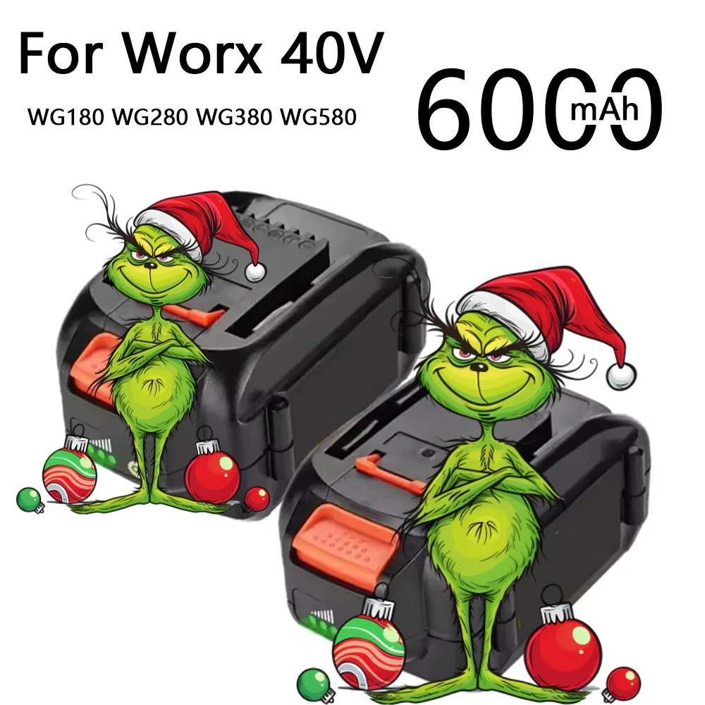 

40V For Worx WA3580 6000mAh Li-ion rechargea battery for WG180 WG280 WG380 WG580 Replacement Cordless Tools Battery