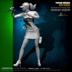 Yufan Model 1/24 Soldier Model  75mm Double-knife Cheongsam Beauty Assassin Resin Soldier  Unmounted Yfww-1843