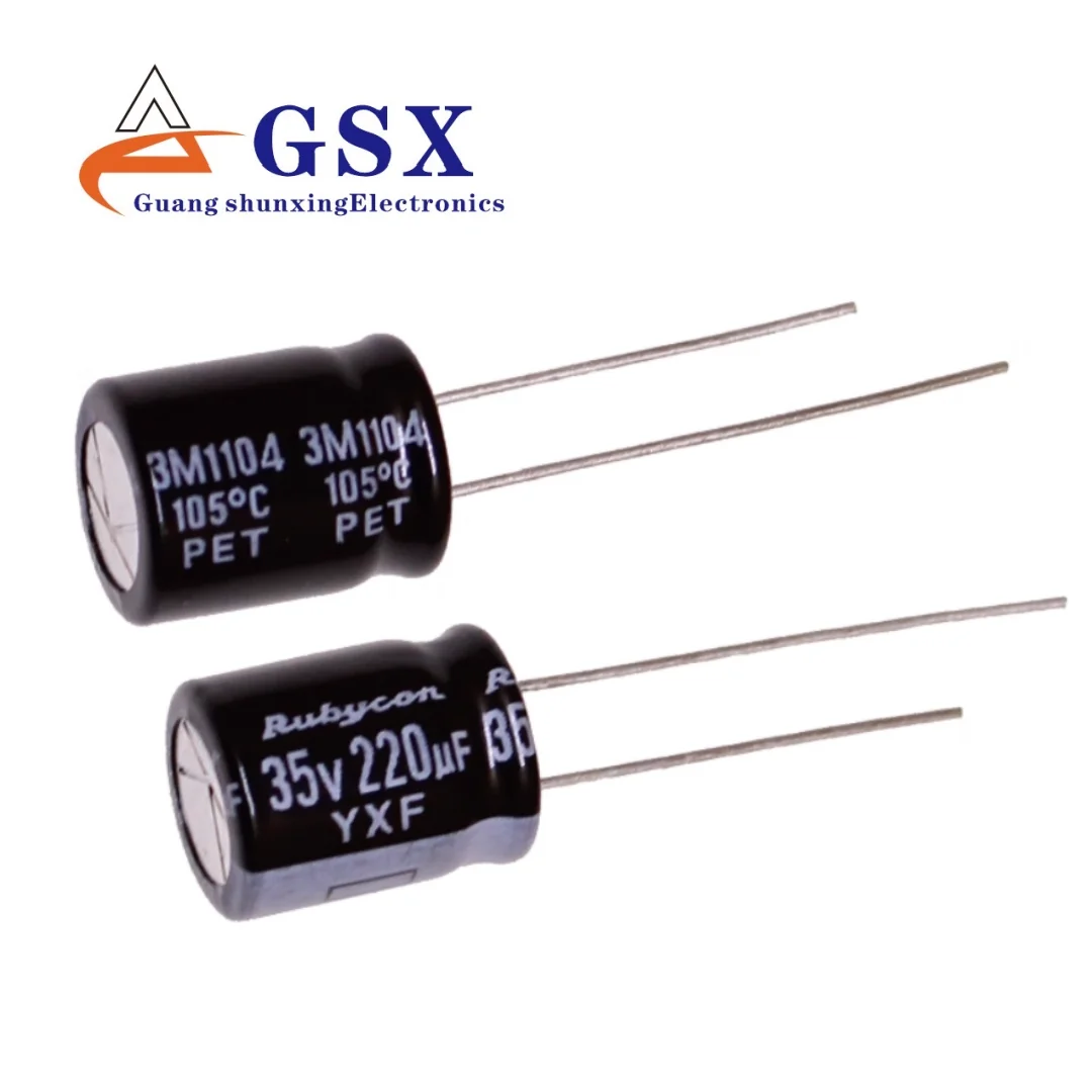 

10pcs 220UF 35V imported aluminum electrolytic capacitor 35v220uf 10 * 12.5 ruby YXF with long lifespan