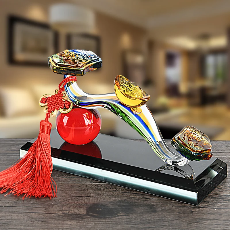 

Crystal glazed Ruyi living room wine cabinet decoration, lucky ornaments, home accessories, opening gifts, housewarming gifts