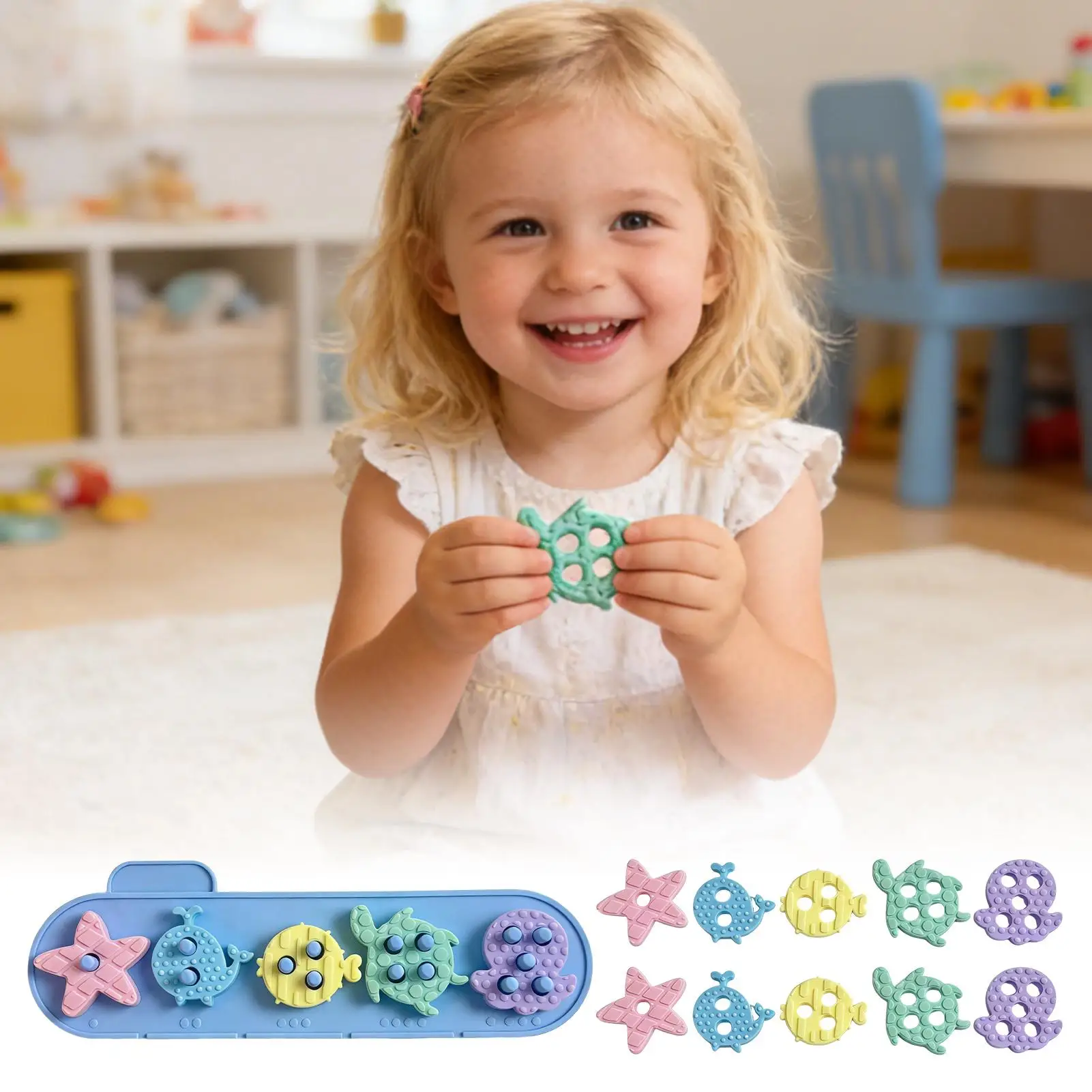 Stacking Toys For Kids Sea Animal Sorting Toy Silicone Building Blocks For Home Classroom School Bedroom Study Boys Girls