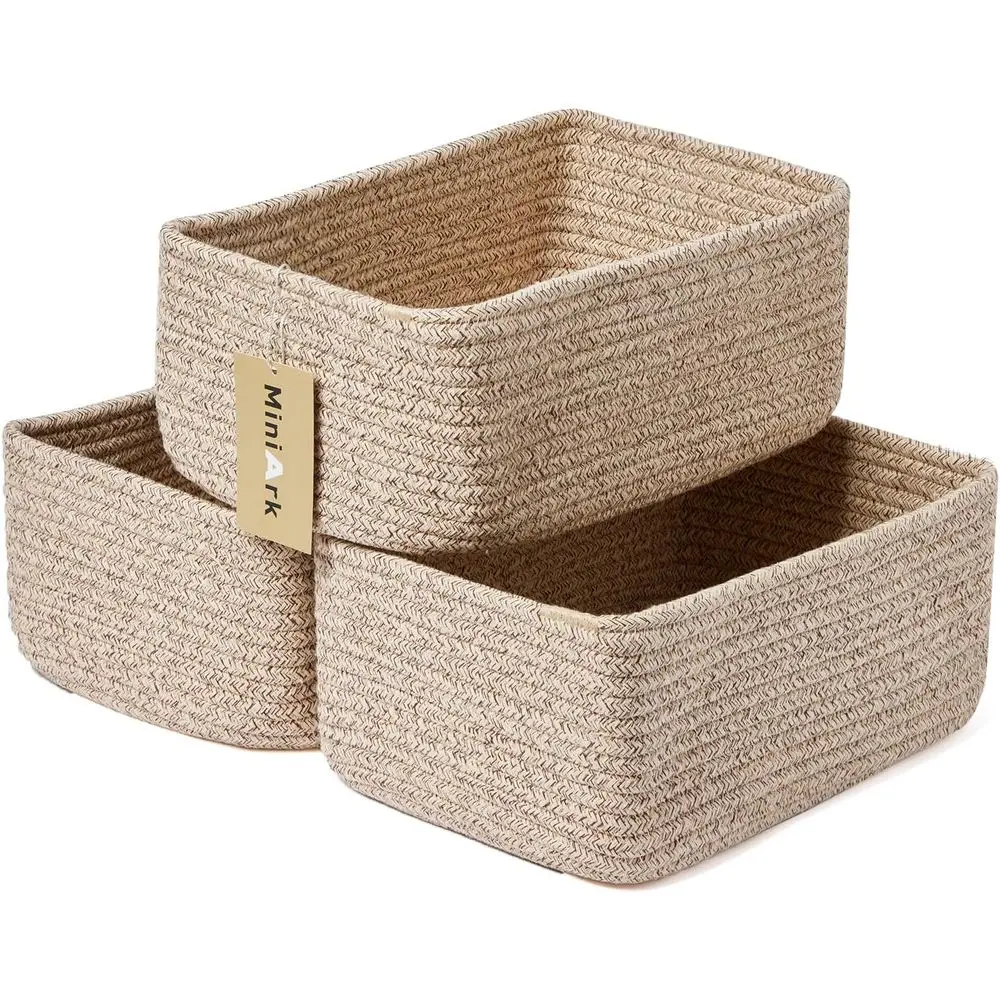 

Organizing Storage Baskets for Closets, Toy Storage, Decorative Cube Boxes, and Woven Rope Shelves - Brown, 11.5x7.5x4.7 inches