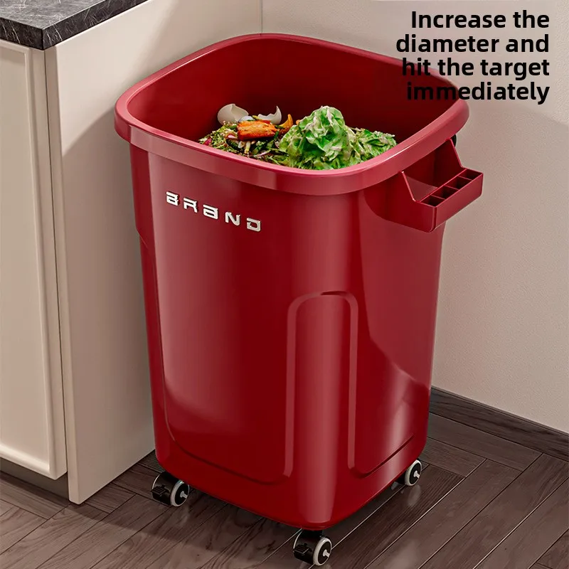 Large Capacity Tall Kitchen Trash Can Ergonomic Lid Included Movable Wheels Living Room Storage Large Capacity Living Room