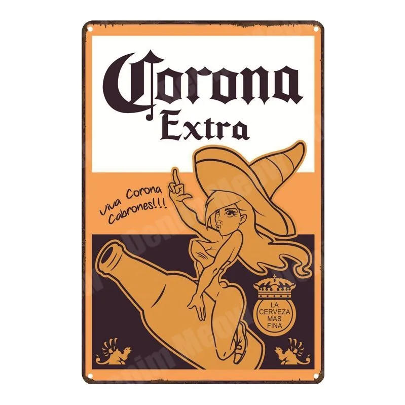 Corona Extra Beer Plaque, Metal Tin Sign, Mexican Beer Wall Art
